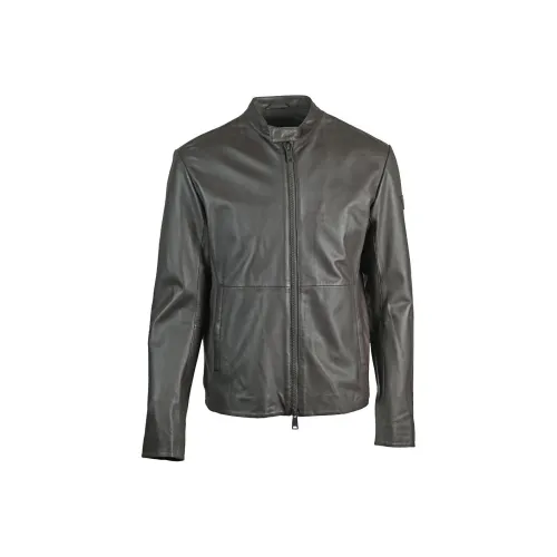 EMPORIO ARMANI Кожа Куртка Мужская Темно-Коричневая