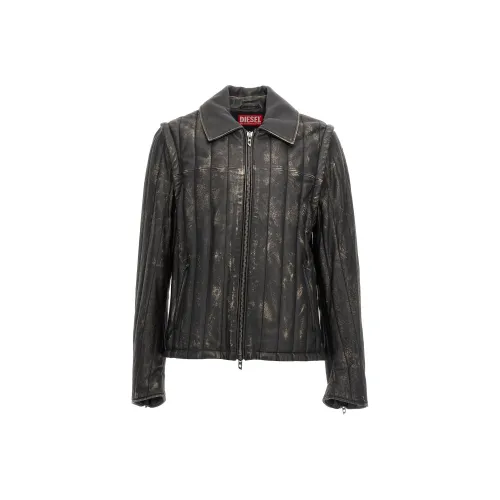 DIESEL Кожа Куртка Мужская Черная