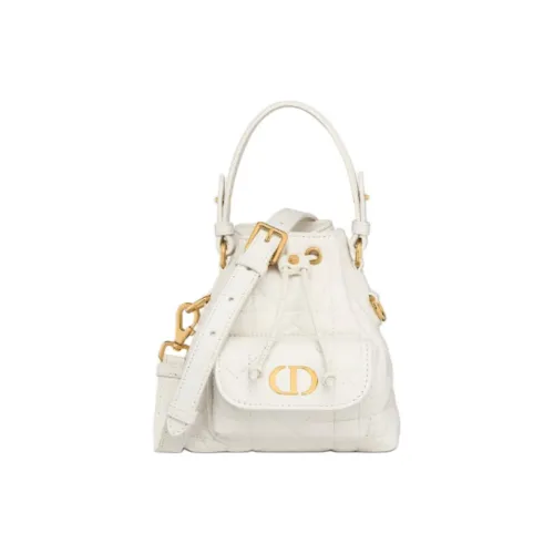 DIOR Caro Sheepskin Bucket Bag Crossbody Bag Mini Women's Milk White