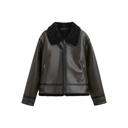 ZARA Зеленый Мужской Кожаные куртки