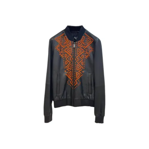 VERSACE Кожа Куртка Мужская Черная