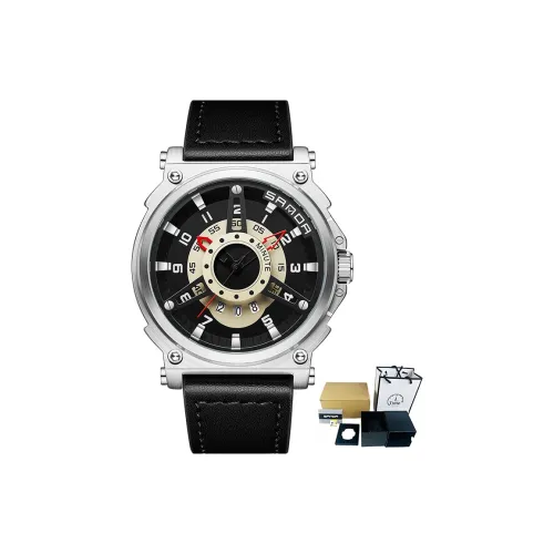 Sanda Кварцевый механизм кожаный ремешок мужские часы циферблат с открытым механизмом