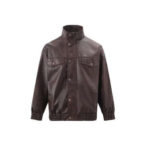 GTRG Кожа Куртка Унисекс Кофе