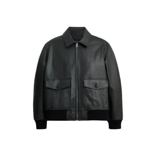 COACH FW24 Кожа Куртка Мужская Черная