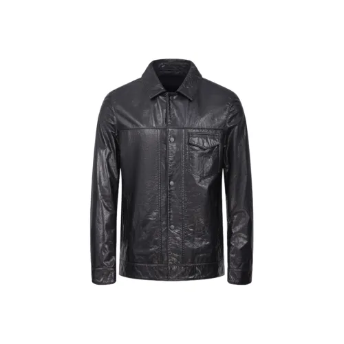 PIERRE CARDIN Черные Мужские Кожаные Куртки