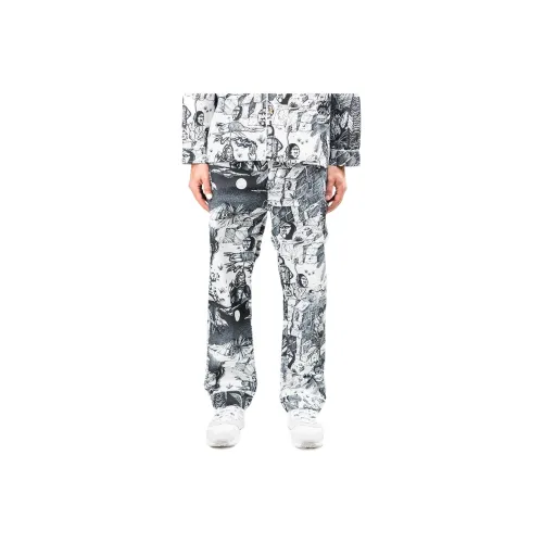 Brain Dead co-brand FW22 Повседневные брюки Мужские Серый Белый