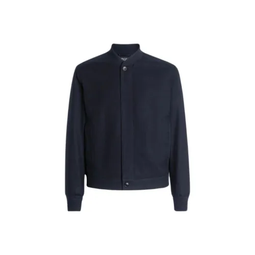 Zegna FW24 Куртки и Пальто Мужской Темно-синий