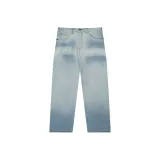 Washed Blue Solid Color Loose Fit Large Jeans  
Вымытый синий однотонный свободный крой, большой размер, джинсы