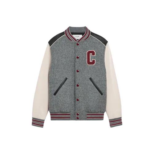 CELINE SS25 Бейсбольная куртка Мужская Серого цвета