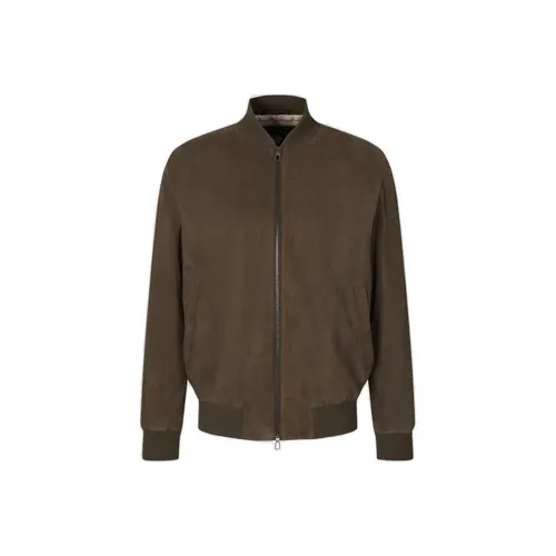 Loro Piana кожаная куртка мужская цвет угольно-зеленый