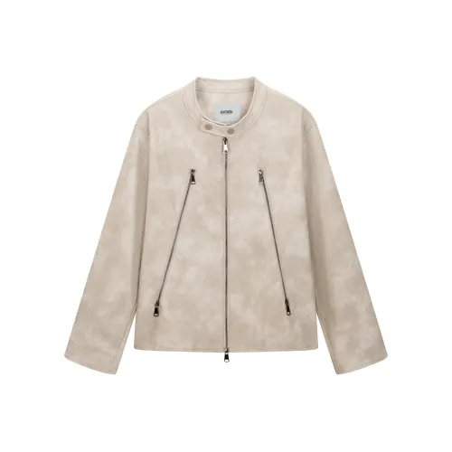 Heartboon Кожа Куртка Унисекс Экрю