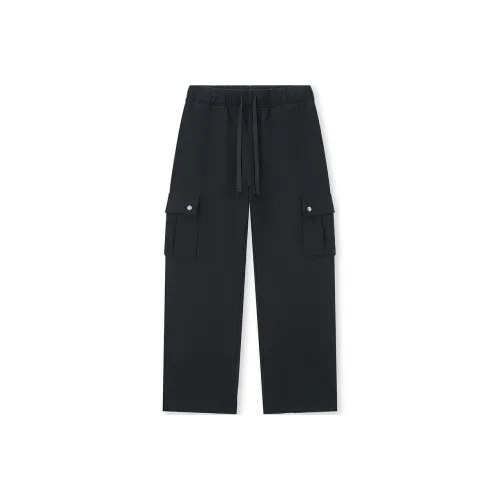 Безшовный крой, черные унисекс брюки карго