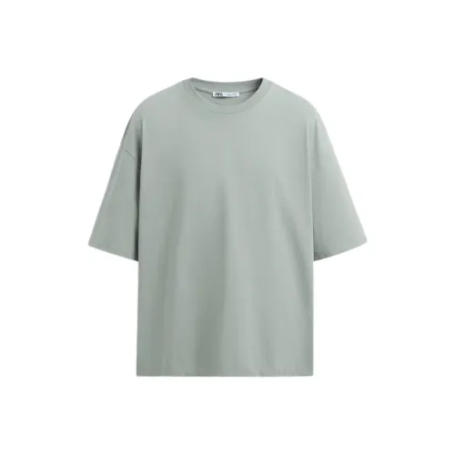 ZARA Зеленые/Синие Мужские T-Рубашки