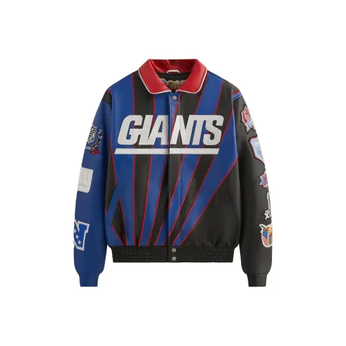 KITH x NFL FW24 Jeff Hamilton Giants Кожа Varsity Leather Куртка Мужская Синяя