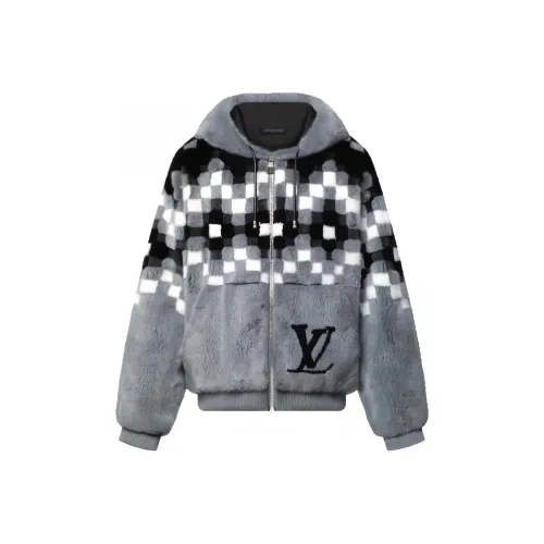 LOUIS VUITTON SKI Skiing Series FW24 Бархат Feel Пальто Мужской Серый