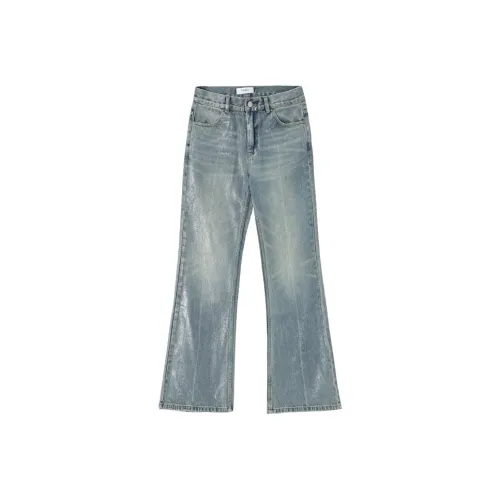 KORAKUBLUE Джинсы Унисекс Серебряный Фольга Синий