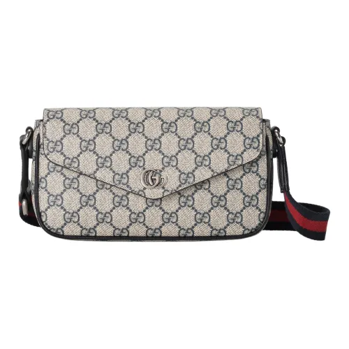 GUCCI Ophidia Холст Плечевая Сумка Мини Женская Бежевая