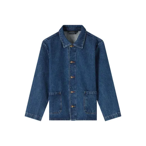 A.P.C FW24 Куртки и Пальто Мужской Каменная Стирка Индиго