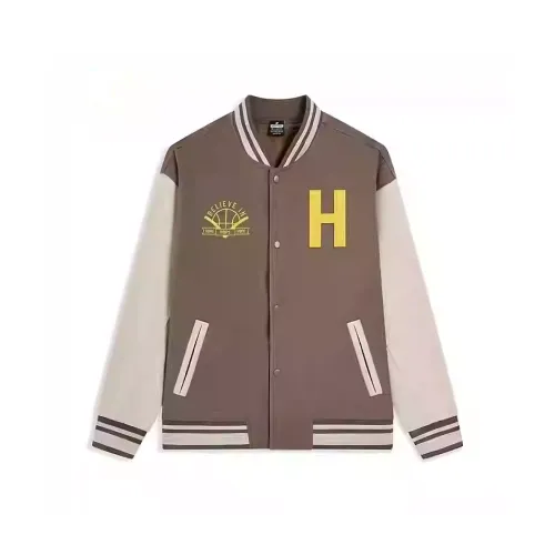 XTEP Sports Life Collection Basketball Collection Бейсбольная куртка Мужской EAGLE Спина Коричневый Ridge Серый