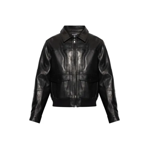 BALMAIN Черные Мужские Кожаные Куртки
