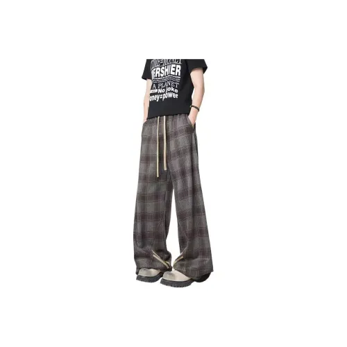 NOME Минималистский стиль Клетка Драпировка Этажная длина Прямой крой Унисекс