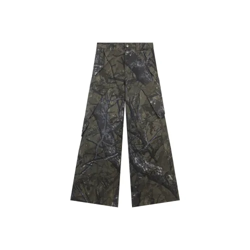 THE SALVAGES FASHION CLUB Зеленый камуфляж Унисекс Повседневные брюки
