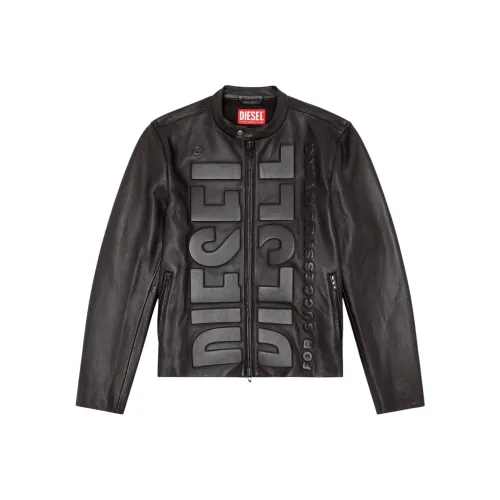 DIESEL FW24 Кожа Куртка Мужская Черная