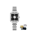 Стальной браслет, серебристый циферблат, черный корпус