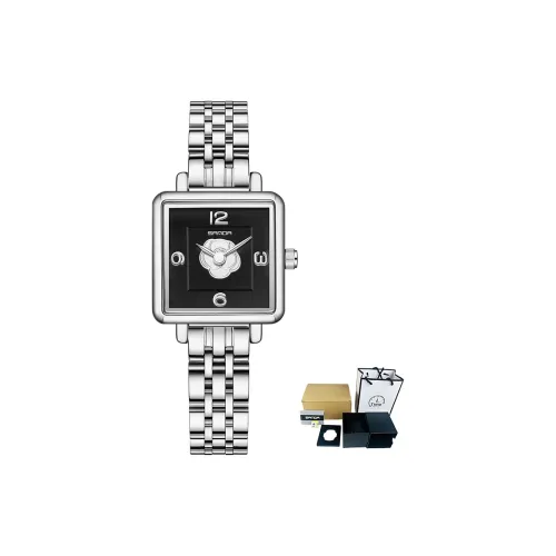 Sanda Кварцевый механизм стальной ремешок женские часы черный циферблат