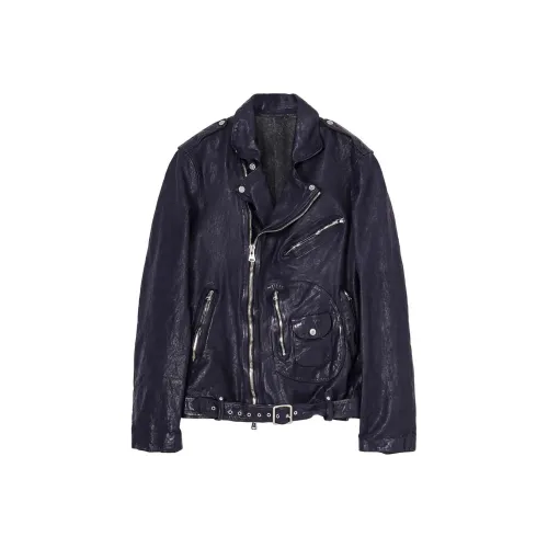 Yohji Yamamoto FW24 Кожа Куртка Унисекс Темно-синий