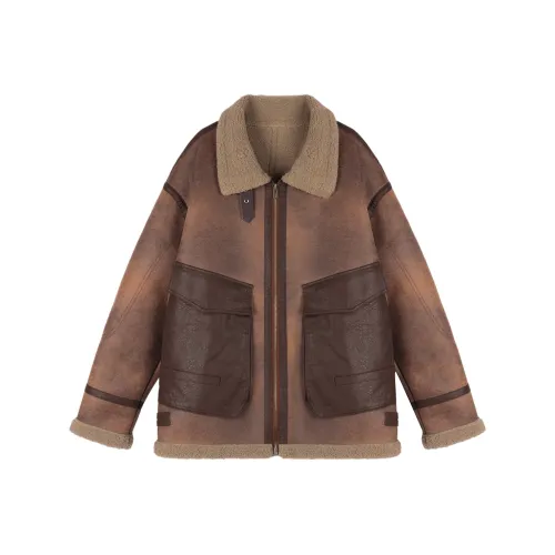 WILD LEADER Кожа Куртка Унисекс Темно-коричневый