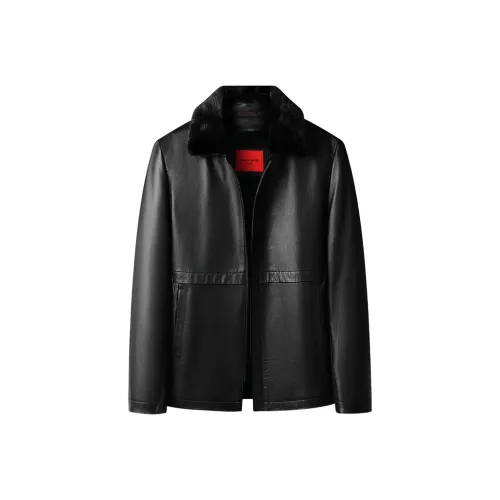 PIERRE CARDIN Кожа Куртка Мужская Черная