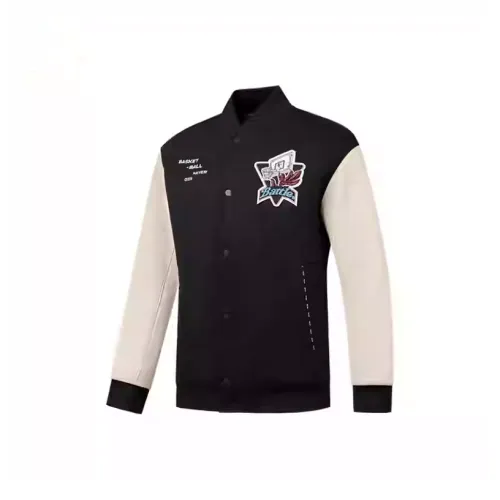 QIAODAN Бейсбольная куртка Мужская Черная Гора Парусный Белый