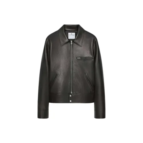 COURREGES SS25 ZIPPED Кожа Куртка Кожа Куртка Мужской Черный Черный