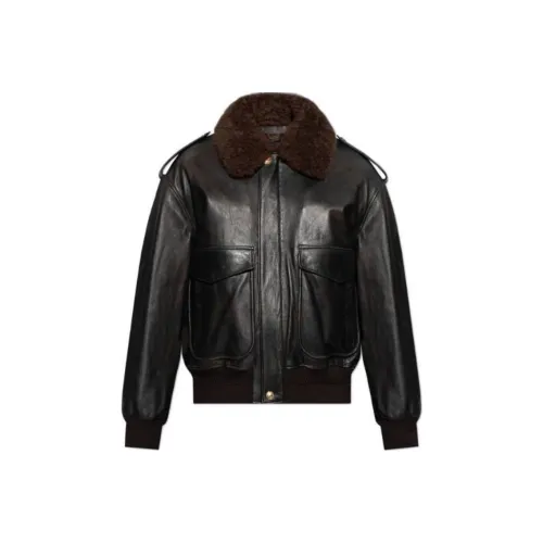 VERSACE Кожа Куртка Мужская Коричневая