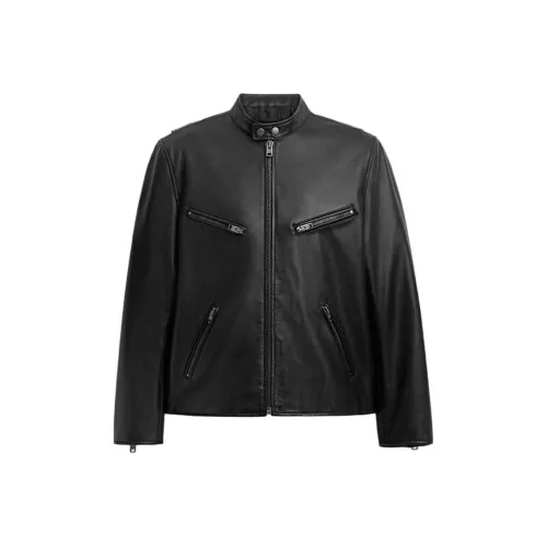 COACH FW24 Кожа Куртка Мужская Черная