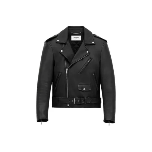 SAINT LAURENT Кожа Куртка Мужская Черная