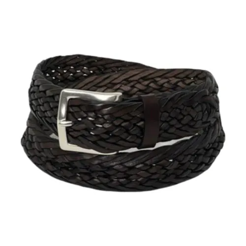 ORCIANI Телячья кожа Ремень Мужской Черный Ширина 3,5CM