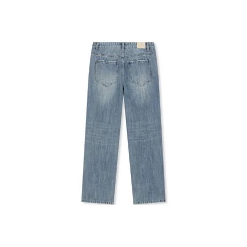 Безшовный крой, синий, унисекс, джинсы