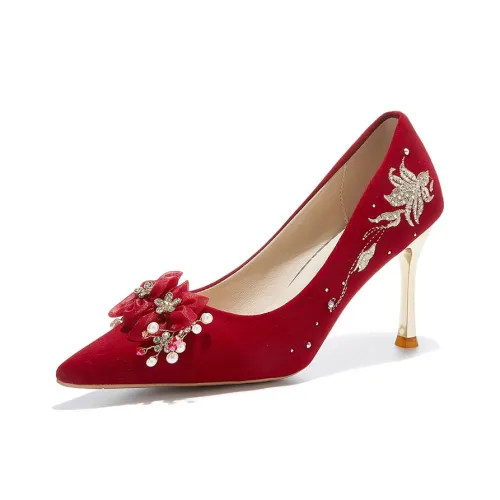 TAOLEI Узкий каблук высокий каблук 8 см женский красный