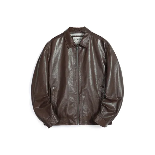 MCS Темный кофейный мужской кожаные куртки