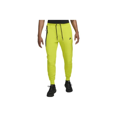 Nike Sportswear Tech Fleece Joggers Вязаные Тренировочные Штаны Мужские Яркие Цвет Кактус Черный