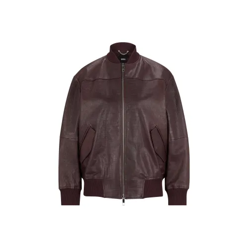 Hugo Boss Кожа Куртка Мужская Светло-Красная