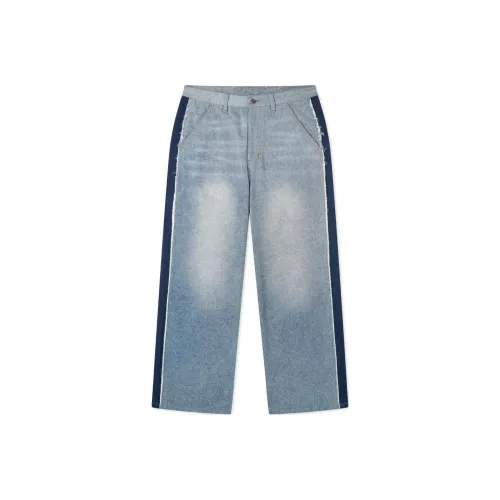 KIDSUPER STUDIOS Ronaldinho Collaboration Промытый Синий Мужские Джинсы