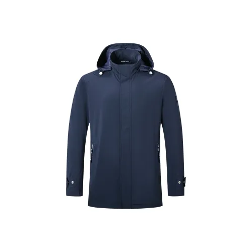 SEPTWOLVES Тренчкот Мужской Темно-Синий