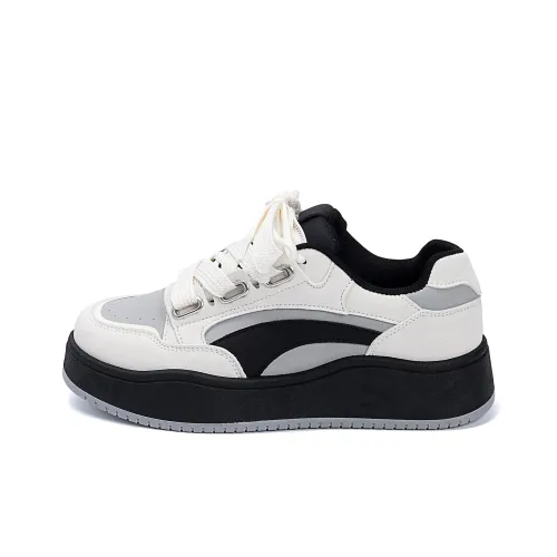 HUANQIU Slip-Resistant Легкие Увеличивающие Высоту Низкие Кроссовки для Скейтбординга Мужские Бежево-Черные