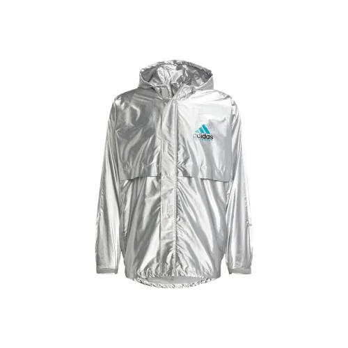 Adidas Equipment Metallic WINDBREAKER Тренчкот Мужской Металлик Серебряный