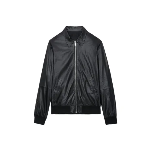 Zadig Voltaire FW24 Кожаная куртка мужская черная