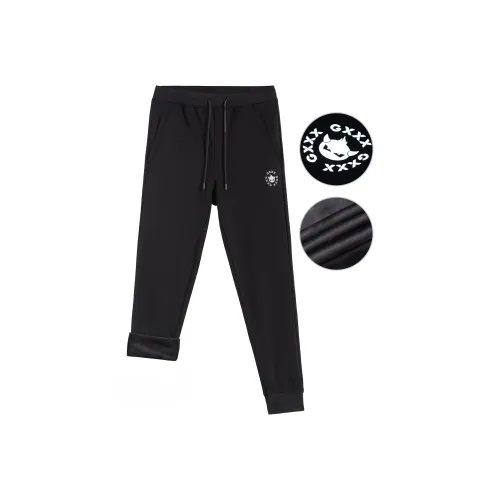 GXXX Черные флисовые унисекс вязаные тренировочные брюки с подкладкой