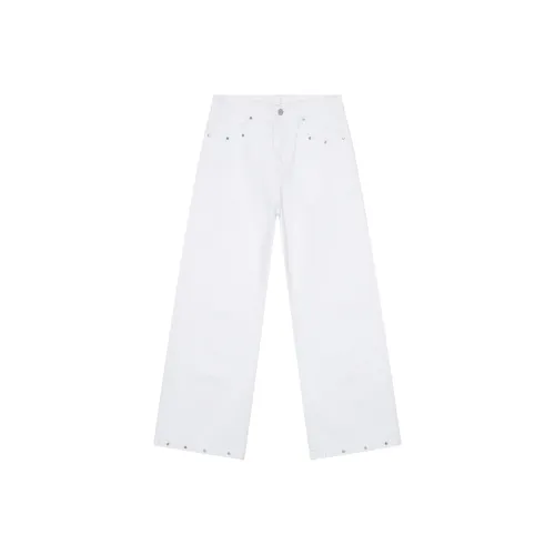 Voguo Relay Loose Fit Straight Fit Casual Pants Unisex Black White 
